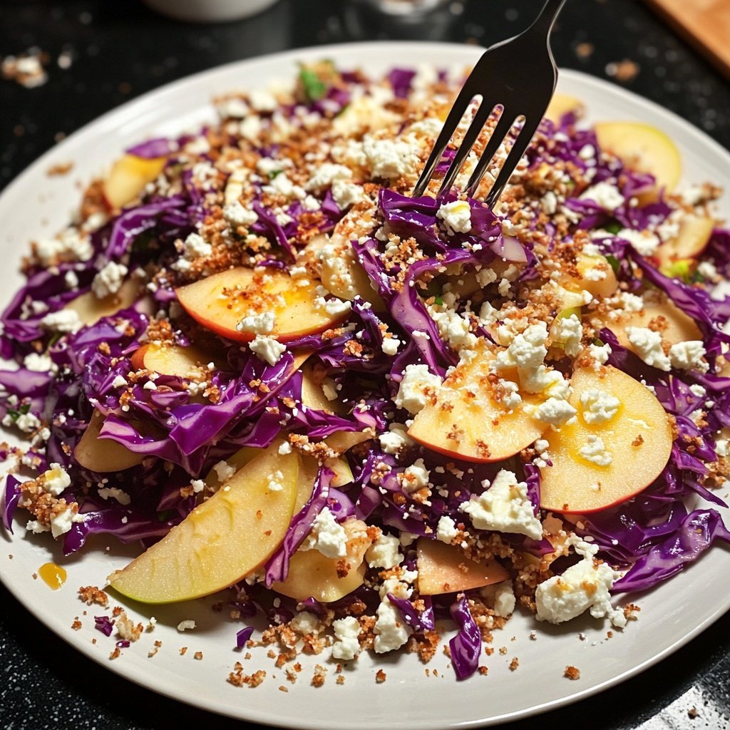 Rotkohlsalat mit Apfel und Feta