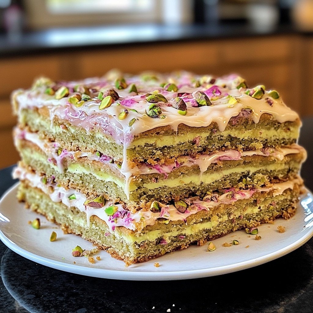 Steinbock Pistazie Rose Kuchen