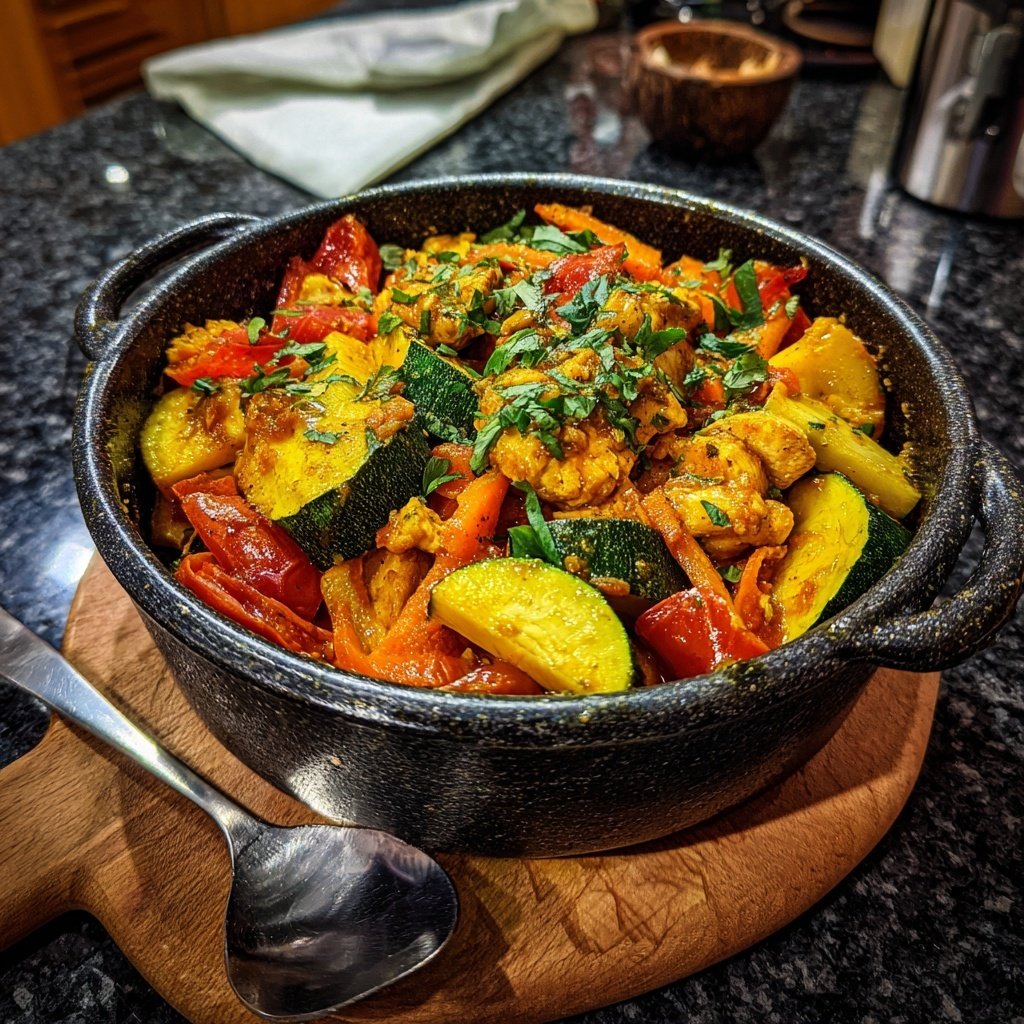 Ein-Topf Huhn Reis Gemüse