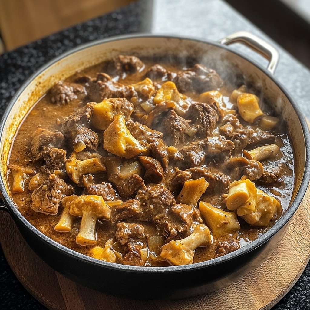 Wildschmortopf mit Pilzen