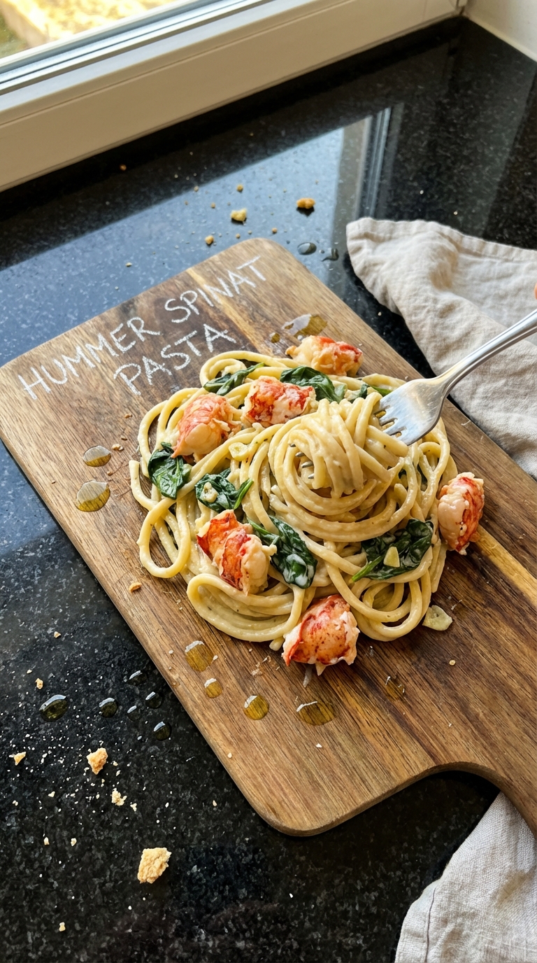 Hummer Spinat Pasta Pfanne​