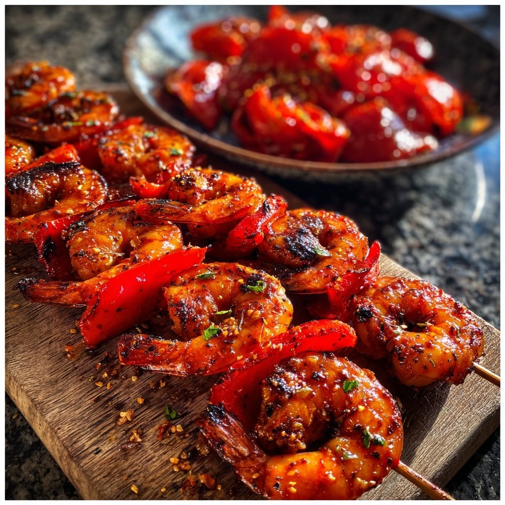 Gegrillte Garnelen mit Paprika