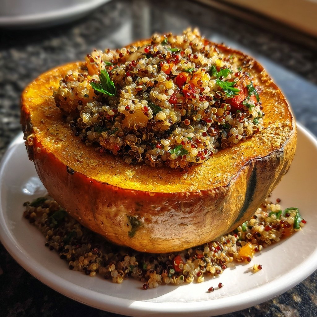 Gefüllter Butternusskürbis mit Quinoa