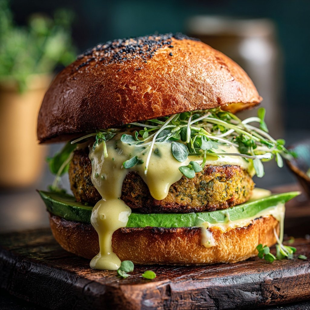 Seetang Kelp Burger mit Avocado