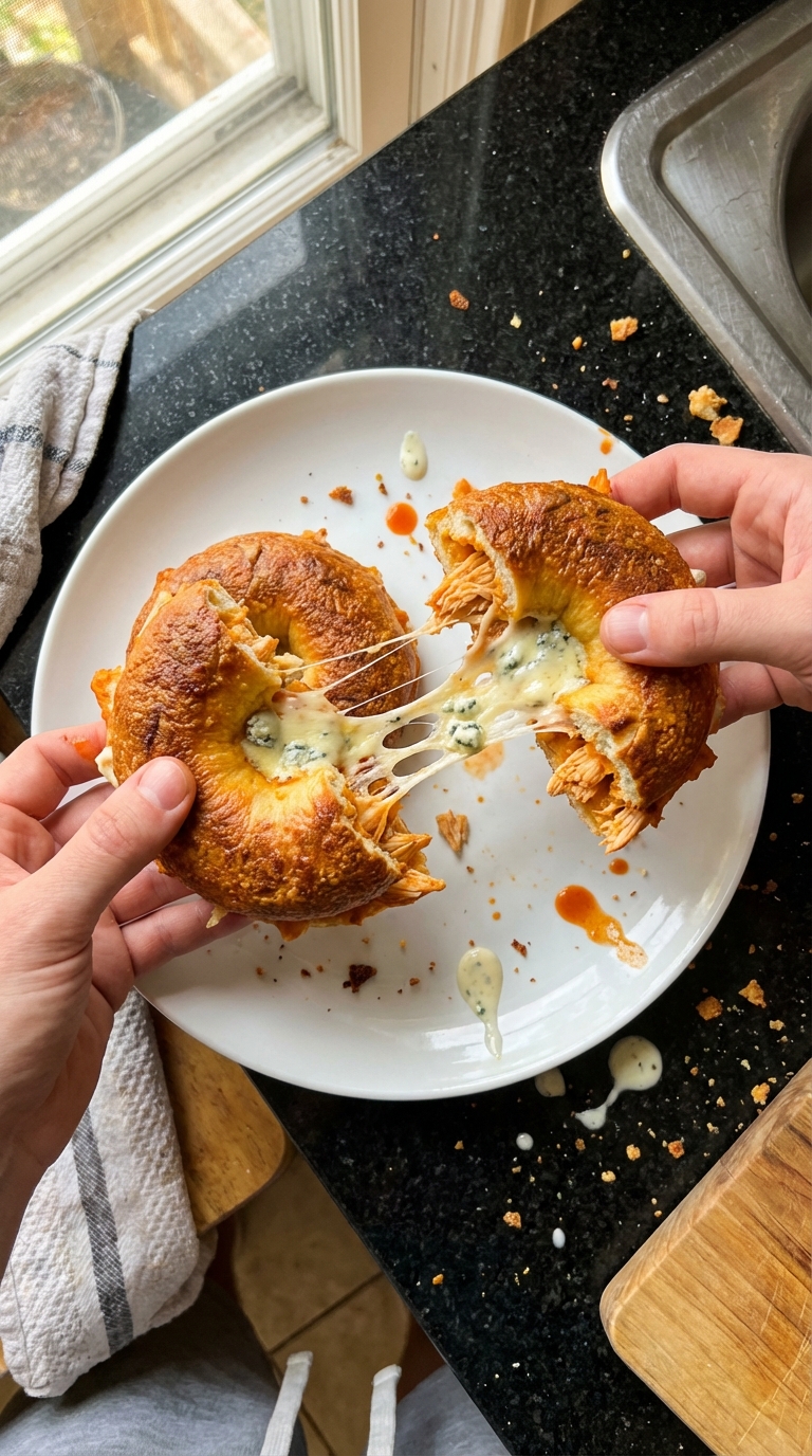 Buffalo Hähnchen Hochprotein Bagels