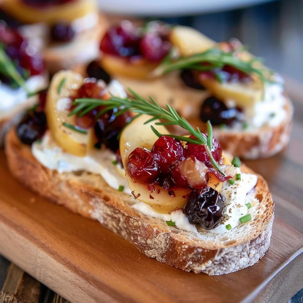 Crostini mit Camembert und Balsamico-Cranberries