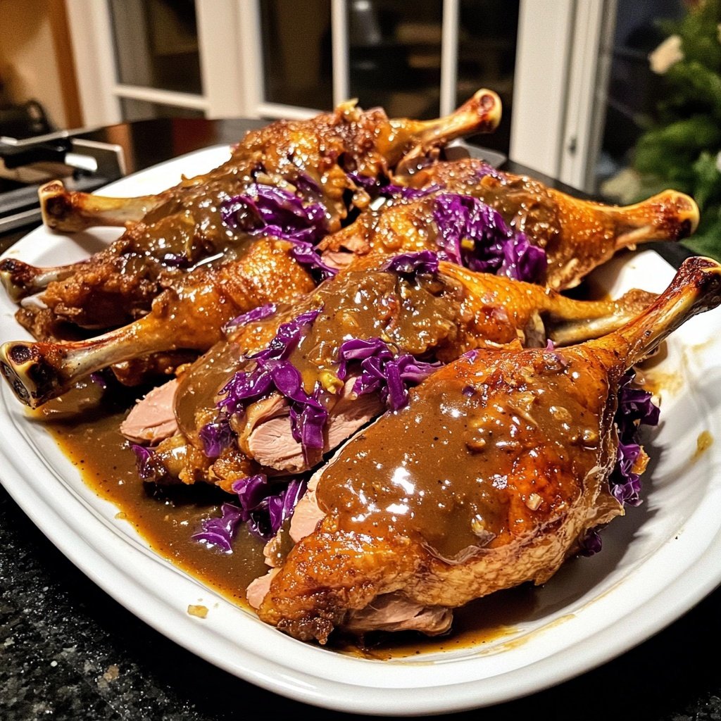 Knusprige Ente mit Apfelrotkohl