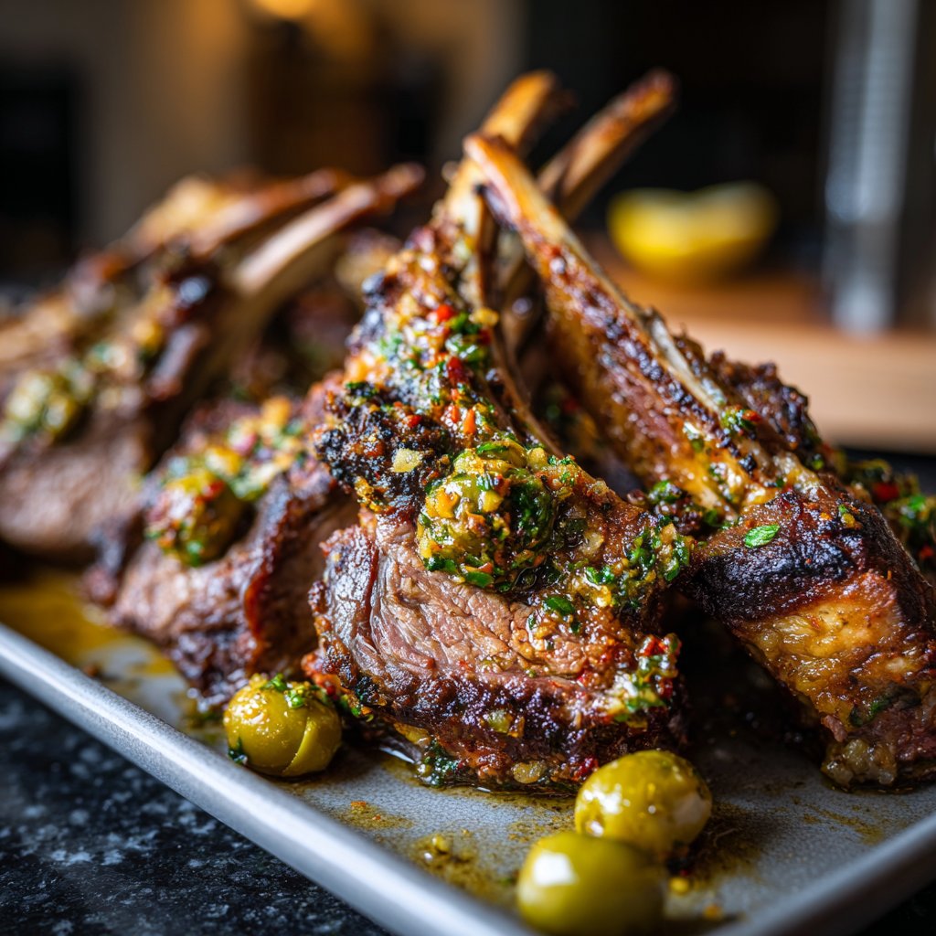 One-Pan Lamm Racks mit Oliven