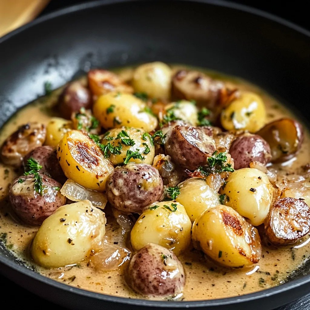 Kartoffeln in Knoblauch-Sahne-Soße