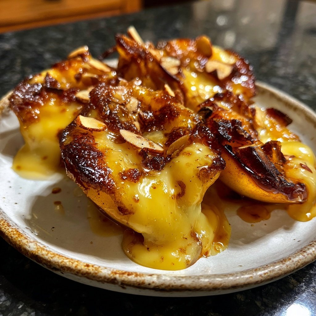 Bratapfel-Raclette mit Zimt, Vanillesoße und Mandeln​