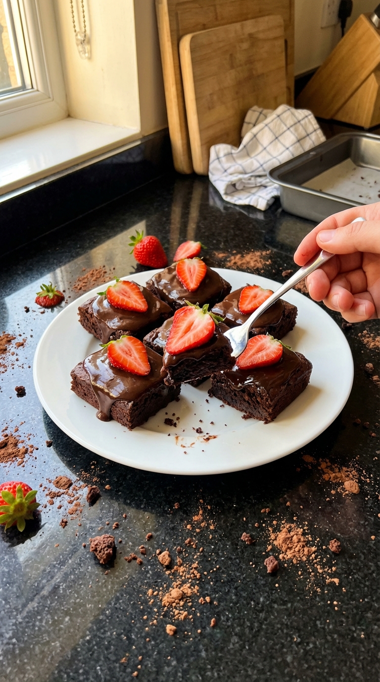Schokoüberzogene Erdbeer Brownies​