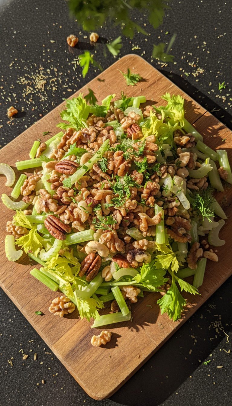 Knuspriger Sellerie Nuss Salat