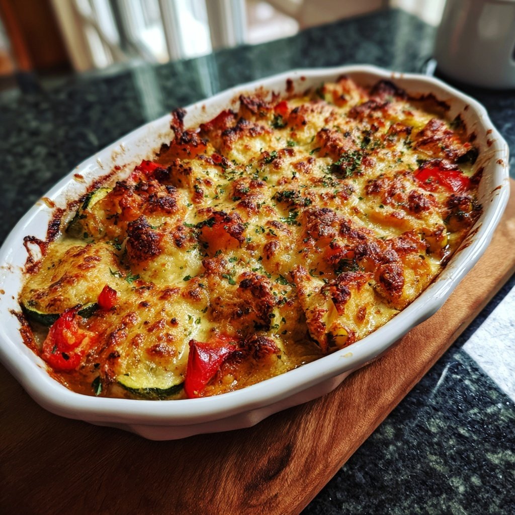 Überbackenes Gemüse mit Käsesauce